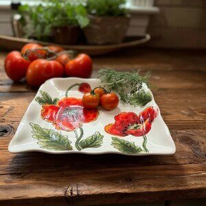 Poppy Dance Ceramic Tray – 11 x 11 inches  Designed by Maxcera | Made of Ceramic